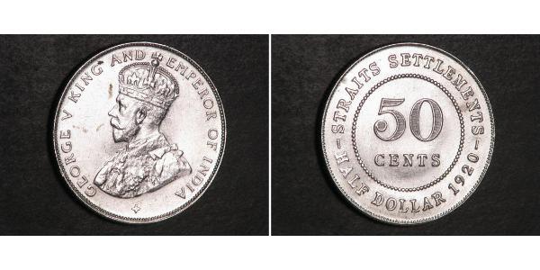 50 Cent Straits Settlements (1826 - 1946) Silber George V (1865-1936)