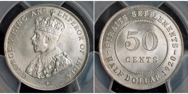 50 Cent Straits Settlements (1826 - 1946) Silber George V (1865-1936)