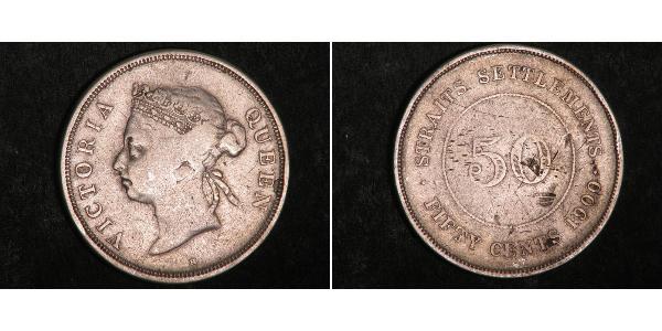 50 Cent Straits Settlements (1826 - 1946) Silber Victoria (1819 - 1901)