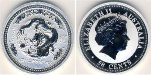 50 Cent Australia (1939 - ) Silver Elizabeth II (1926-2022)