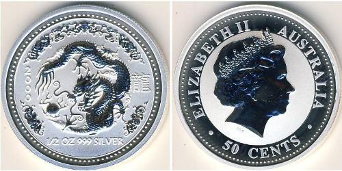 50 Cent Australia (1939 - ) Silver Elizabeth II (1926-2022)