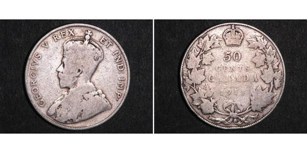 50 Cent Canada Silver George V of the United Kingdom (1865-1936)