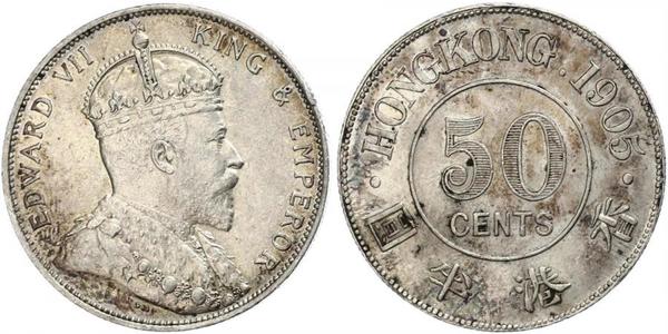 50 Cent Hong Kong Silver Edward VII (1841-1910)