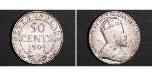 50 Cent Newfoundland and Labrador Silver Edward VII (1841-1910)