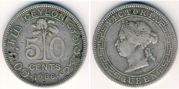 50 Cent Sri Lanka/Ceylon Silver 