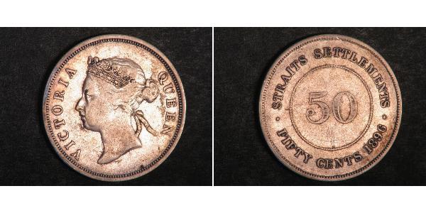 50 Cent Straits Settlements (1826 - 1946) Silver Victoria (1819 - 1901)