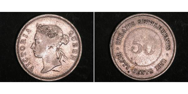 50 Cent Straits Settlements (1826 - 1946) Silver Victoria (1819 - 1901)