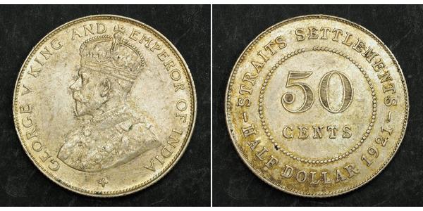 50 Cent Straits Settlements (1826 - 1946) Silver George V of the United Kingdom (1865-1936)