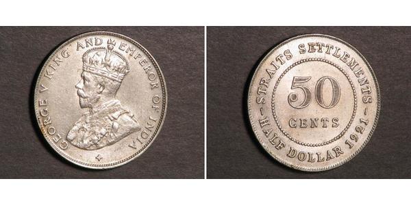 50 Cent Straits Settlements (1826 - 1946) Silver George V of the United Kingdom (1865-1936)