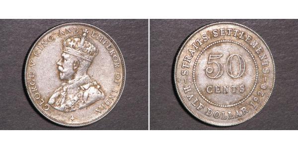 50 Cent Straits Settlements (1826 - 1946) Silver George V of the United Kingdom (1865-1936)
