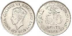 50 Cent Sri Lanka/Ceylon  乔治六世 (1895-1952)