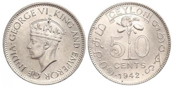 50 Cent Sri Lanka/Ceylon  George VI (1895-1952)