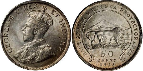 50 Cent East Africa 銀 乔治五世  (1865-1936)