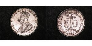 50 Cent Sri Lanka/Ceylon 銀 乔治五世  (1865-1936)