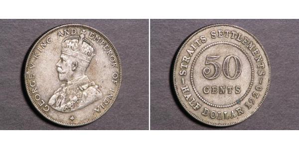 50 Cent 海峡殖民地 銀 乔治五世  (1865-1936)