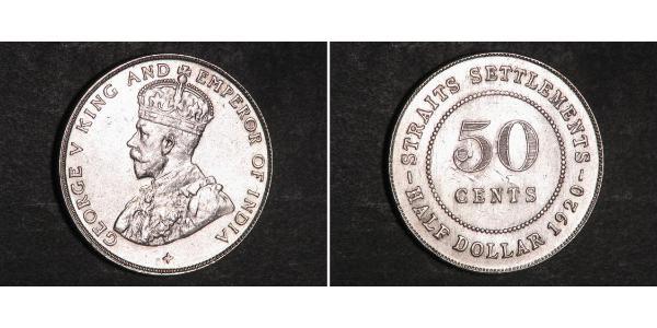 50 Cent 海峡殖民地 銀 乔治五世  (1865-1936)