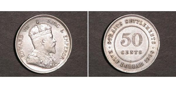 50 Cent 海峡殖民地 銀 爱德华七世 (1841-1910)