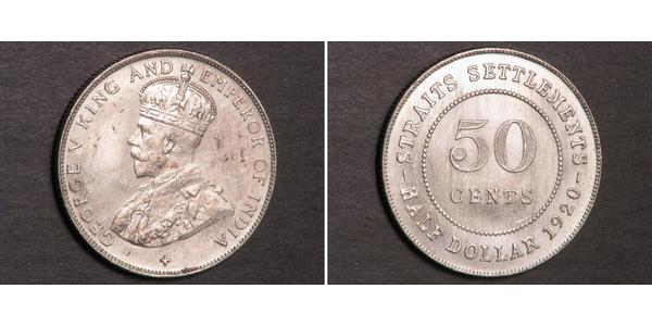 50 Cent 海峡殖民地 銀 乔治五世  (1865-1936)