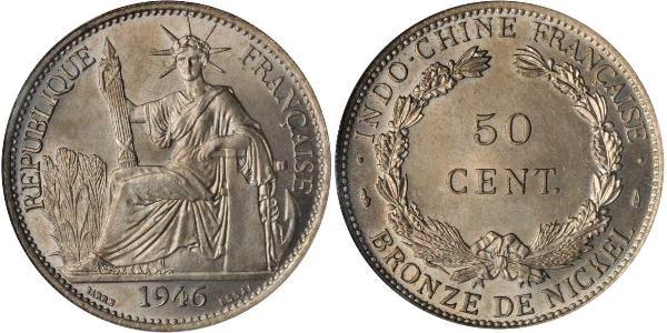 50 Cent French Indochina (1887-1954) 青铜/镍 