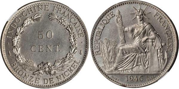 50 Cent French Indochina (1887-1954) 青铜/镍 