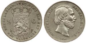 50 Cent / 1/2 Gulden Regno dei Paesi Bassi (1815 - ) Argento Guglielmo III dei Paesi Bassi