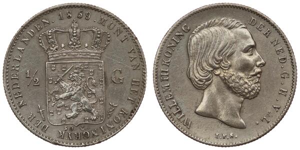 50 Cent / 1/2 Gulden Regno dei Paesi Bassi (1815 - ) Argento Guglielmo III dei Paesi Bassi
