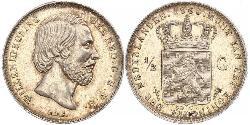 50 Cent / 1/2 Gulden Reino de los Países Bajos (1815 - ) Plata Guillermo III de los Países Bajos