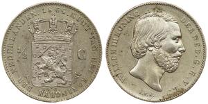 50 Cent / 1/2 Gulden Reino de los Países Bajos (1815 - ) Plata Guillermo III de los Países Bajos