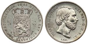 50 Cent / 1/2 Gulden Reino de los Países Bajos (1815 - ) Plata Guillermo III de los Países Bajos
