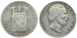 50 Cent / 1/2 Gulden Reino de los Países Bajos (1815 - ) Plata Guillermo III de los Países Bajos