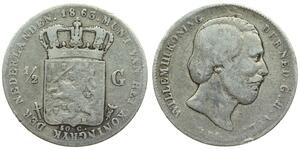50 Cent / 1/2 Gulden Reino de los Países Bajos (1815 - ) Plata Guillermo III de los Países Bajos