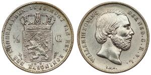 50 Cent / 1/2 Gulden Reino de los Países Bajos (1815 - ) Plata Guillermo III de los Países Bajos