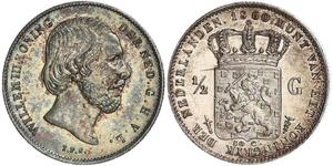 50 Cent / 1/2 Gulden Reino de los Países Bajos (1815 - ) Plata Guillermo III de los Países Bajos