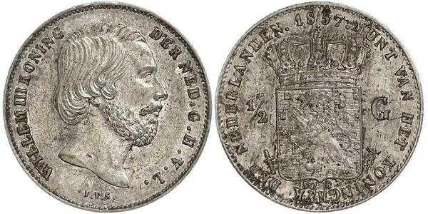 50 Cent / 1/2 Gulden Reino de los Países Bajos (1815 - ) Plata Guillermo III de los Países Bajos