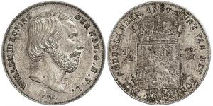 50 Cent / 1/2 Gulden Königreich der Niederlande (1815 - ) Silber Wilhelm III. (Niederlande)