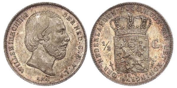 50 Cent / 1/2 Gulden 荷兰王国 銀 威廉三世 (尼德兰)