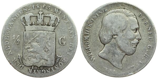 50 Cent / 1/2 Gulden 荷兰王国 銀 威廉三世 (尼德兰)