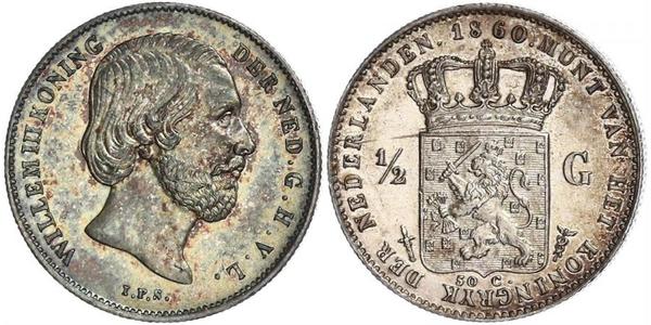 50 Cent / 1/2 Gulden 荷兰王国 銀 威廉三世 (尼德兰)