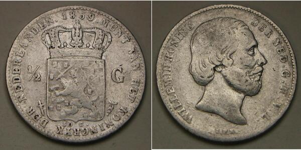 50 Cent / 1/2 Gulden 荷兰王国 銀 威廉三世 (尼德兰)