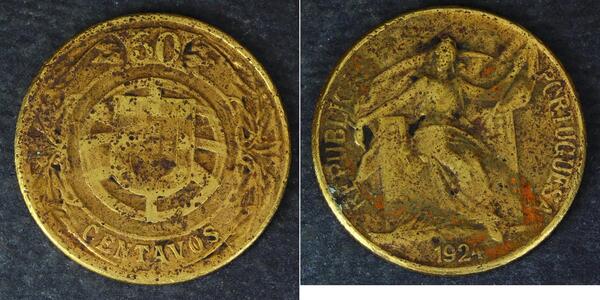 50 Centavo Prima repubblica portoghese (1910 - 1926) Alluminio/Bronzo 