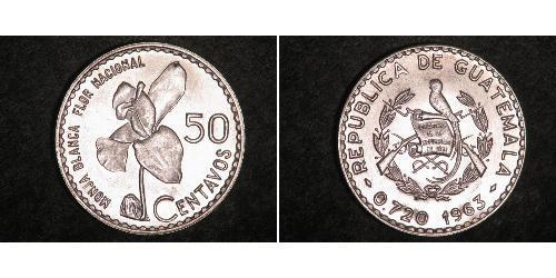 50 Centavo Guatemala (1838 - ) Argent 