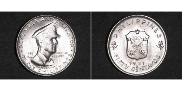 50 Centavo Philippines Argent Douglas MacArthur (1880 - 1964) 