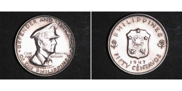 50 Centavo Philippines Argent Douglas MacArthur (1880 - 1964) 