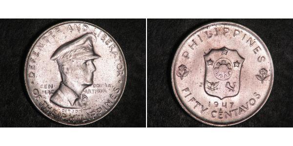 50 Centavo Philippines Argent Douglas MacArthur (1880 - 1964) 