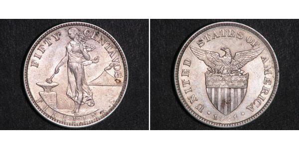 50 Centavo Philippines Argent 