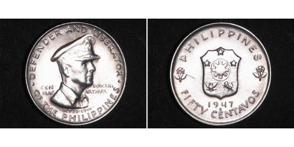 50 Centavo Philippines Argent Douglas MacArthur (1880 - 1964) 