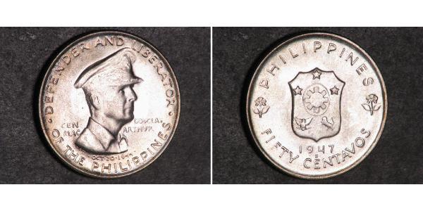 50 Centavo Philippines Argent Douglas MacArthur (1880 - 1964) 