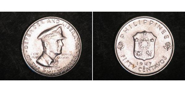 50 Centavo Philippines Argent Douglas MacArthur (1880 - 1964) 