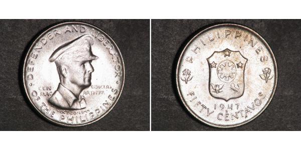 50 Centavo Philippines Argent Douglas MacArthur (1880 - 1964) 