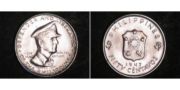 50 Centavo Philippines Argent Douglas MacArthur (1880 - 1964) 